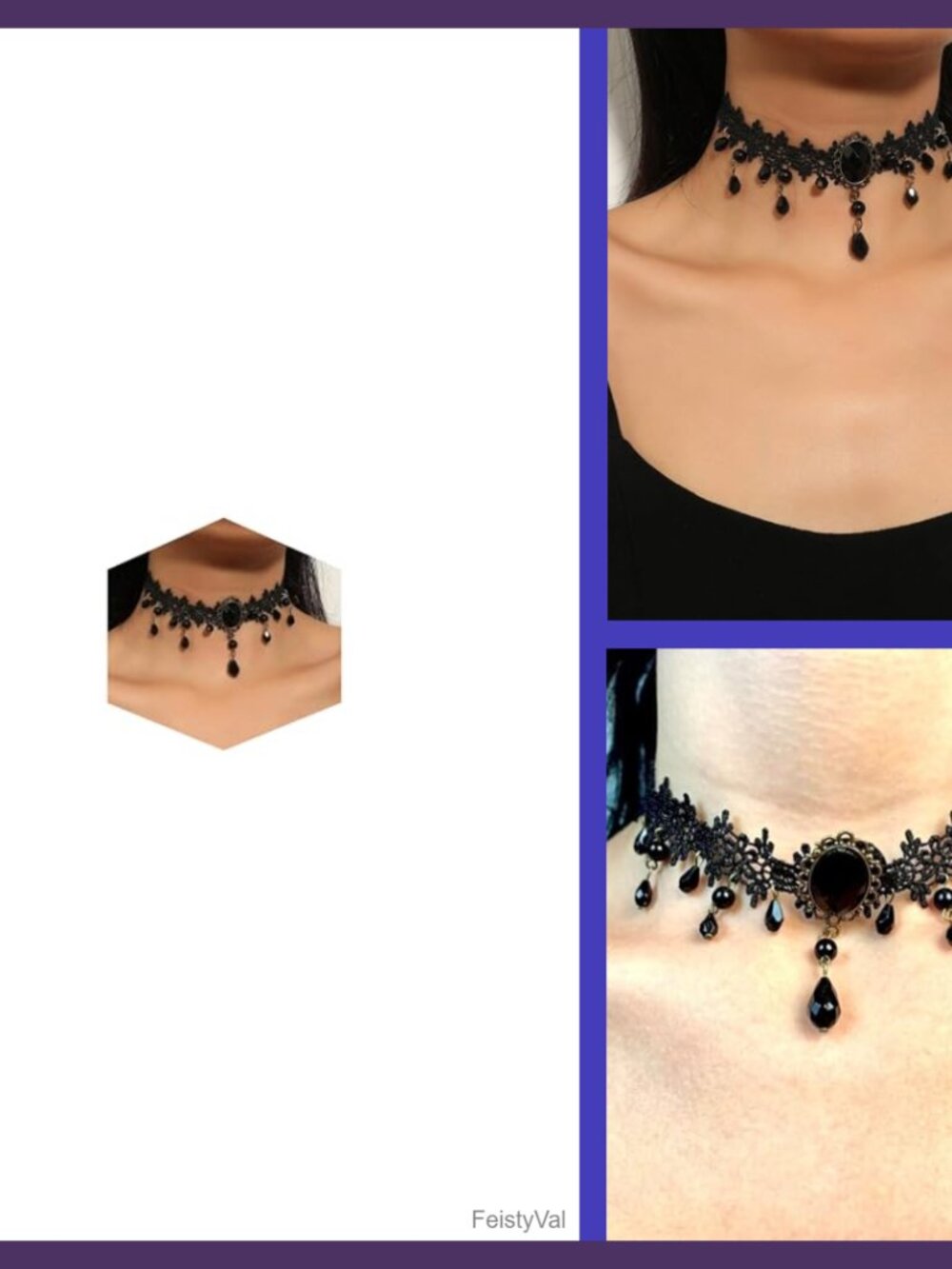 Black Layered Choker Necklace Adjustable Goth Jewelry Gift